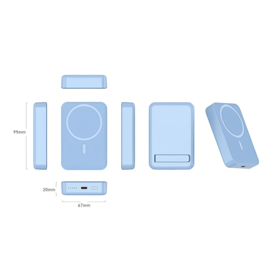 Nettech NT-PW32 Mavi 10000mAh MagSafe Powerbank (NT-104923) - 15W+20W PD Hızlı Şarj, Kablosuz Şarj, Type-C Output
