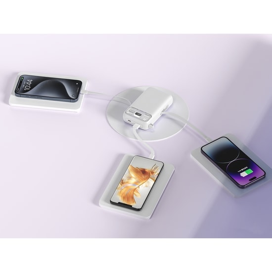 Nettech NT-PW34 10000mAh Powerbank Beyaz (NT-104927) - 20W+15W PD Hızlı Şarj, 4 Çıkış, Dijital Gösterge, Type-C Kablolu