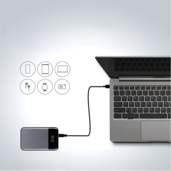 Nettech NT-PW36 PD 30W + 33W 15W 10000Mah Taşınabilir Powerbank (Gri)