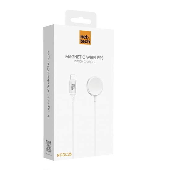 Nettech NT-DC26 Watch Kablosuz Akıllı Saat Şarj Aleti (NT-108285) - Beyaz, Hızlı Şarj Desteği, Taşınabilir Harici Kablo