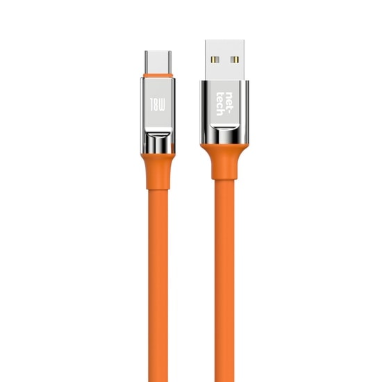 Nettech NT-DC27 18W Plastik 100Cm Turuncu Type-C Şarj ve Data Kablosu (NT-108289) - Hızlı Şarj Desteği, 1 Metre