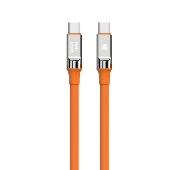 Nettech NT-DC29 60W Plastik 100Cm Type-C to Type-C Şarj ve Data Kablosu (NT-108291) - Turuncu, Hızlı Şarj, 1 Metre