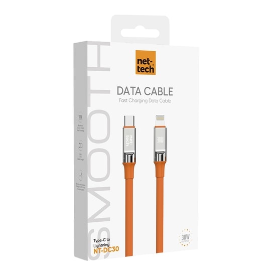 Nettech NT-DC30 30W 100Cm Type-C to Lightning Şarj ve Data Kablosu (NT-108292) - Plastik, Hızlı Şarj, Turuncu, 1 Metre