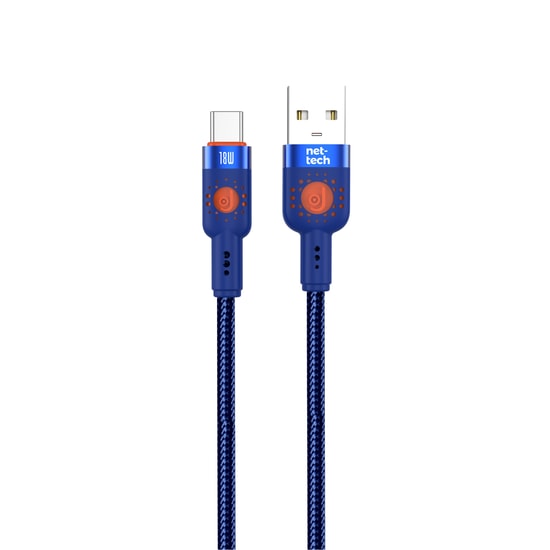 Nettech NT-DC31 18W Plastik 100Cm Type-C Şarj ve Data Kablosu (Mavi)