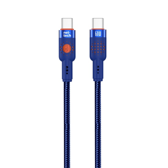 Nettech NT-DC32 60W Plastik 100Cm Type-C to Type-C Şarj ve Data Kablosu (Mavi)