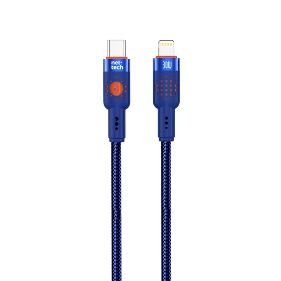 Nettech NT-DC33 30W Plastik 100Cm Type-C to Lightning Şarj ve Data Kablosu (Mavi)