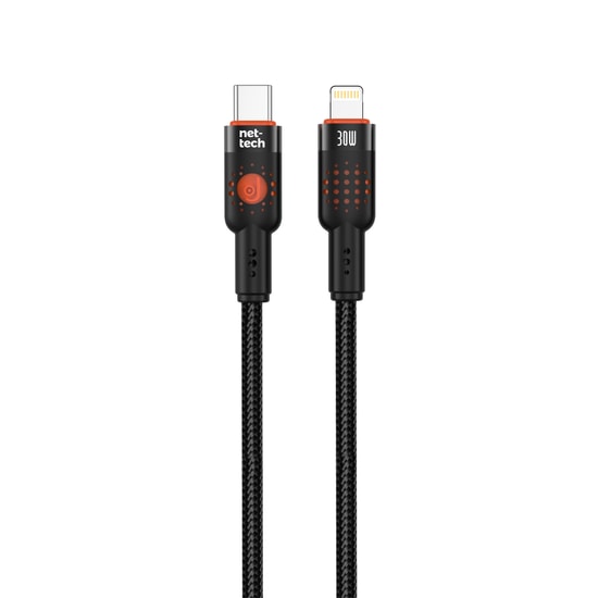 Nettech NT-DC33 30W Plastik 100Cm Type-C to Lightning Şarj ve Data Kablosu (Siyah)