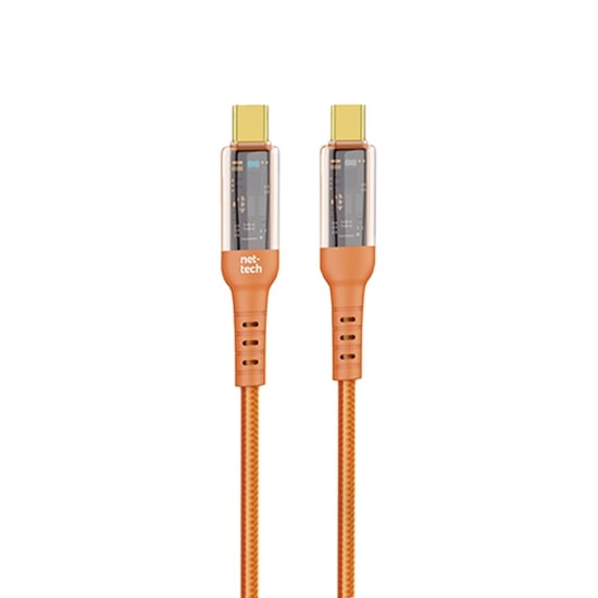 Nettech NT-DC36 60W Plastik 100Cm Type-C to Type-C Şarj ve Data Kablosu (NT-108305) - Hızlı Şarj, Turuncu, 1 Metre