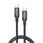 Nettech NT-DC40 60W 100Cm Type-C to Type-C Şarj ve Data Kablosu (NT-108309) - Siyah, Hızlı Şarj, Örgülü, LED Işıklı