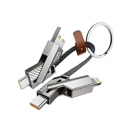 Nettech NT-DC44 4in1 60W USB To Micro / Lightning / Type-C İp Örgü Şarj ve Data Kablosu (NT-108315) - Gri, Hızlı Şarj