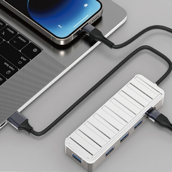 Nettech NT-OT010 5in1 USB to Type-C Dönüştürücü (NT-108340) - Gri, Çok Fonksiyonlu Dock Station Hub ve Data Adaptörü