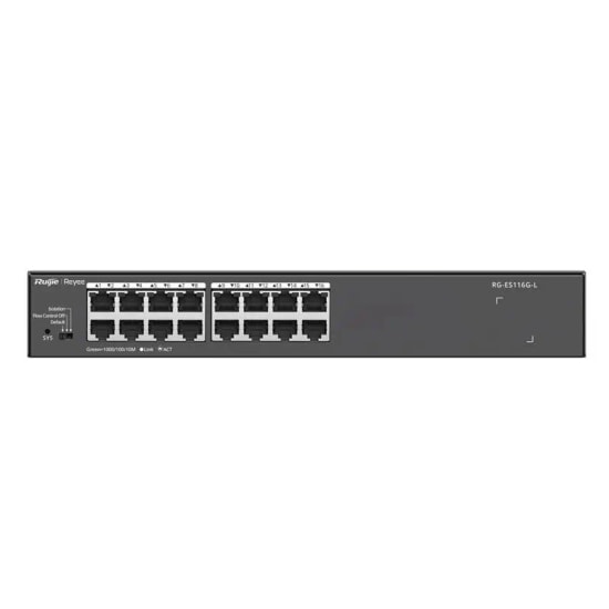 Ruijie Reyee RG-ES116G-L 16 Port Gigabit Switch - 10/100/1000 Mbps, Metal Kasa, Fansız, Tak Çalıştır, Masaüstü