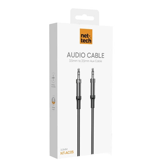 Nettech NT-AC05 Siyah 3.5mm Aux Kablo - 100cm Uzunluk, Plastik Kaplama, Yüksek Kaliteli Ses İletimi