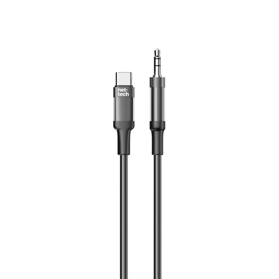 Nettech NT-AC07 Siyah Type-C to Aux Kablo (NT-108330) - 100cm Plastik Kablo, Plexy Jack, 24 Ay Garanti