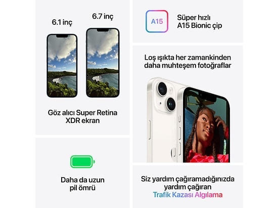 Apple iPhone 14 256 GB Mavi Cep Telefonu (Apple Türkiye Garantili) - 6.1 İnç Ekran, 6 GB RAM, 3279 mAh Batarya