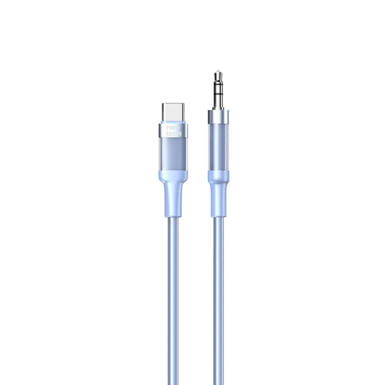 Nettech NT-AC07 Mavi Plastik 100cm Type-C to 3.5mm Aux Ses Kablosu (NT-108331) - 1 Metre