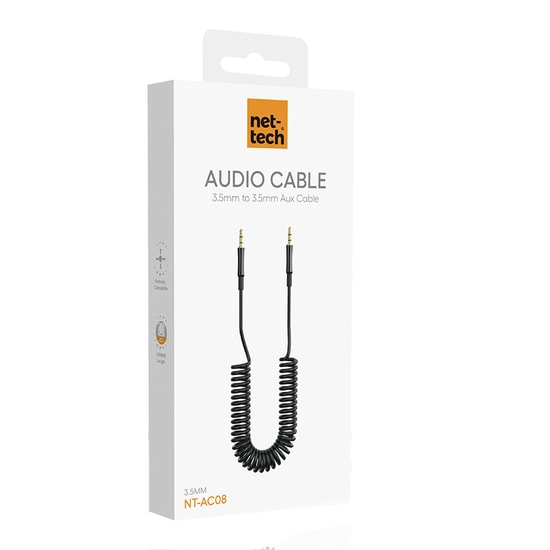 Nettech NT-AC08 Siyah 100cm Plastik AUX Kablo - 3.5mm Stereo Ses Aktarım Kablosu (NT-AC08 SIYAH)