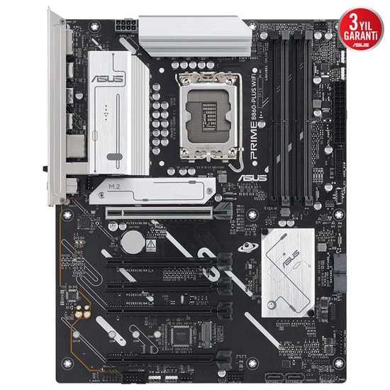 Asus Prime B860-Plus Wifi: Intel LGA1851 DDR5 8666MHz(OC), 2xM.2, PCIe 5.0, USB4 20Gbps, WiFi 6E, 2.5G LAN, ATX Anakart
