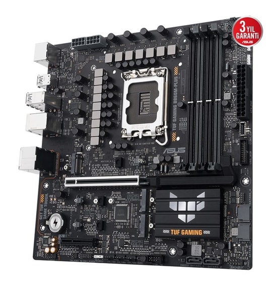 Asus Tuf Gaming B860M-PLUS Anakart: Intel LGA1851, DDR5 8800MHz, PCIe 5.0, 3xM2, HDMI, DP, 2.5G LAN, AURA RGB, Micro ATX