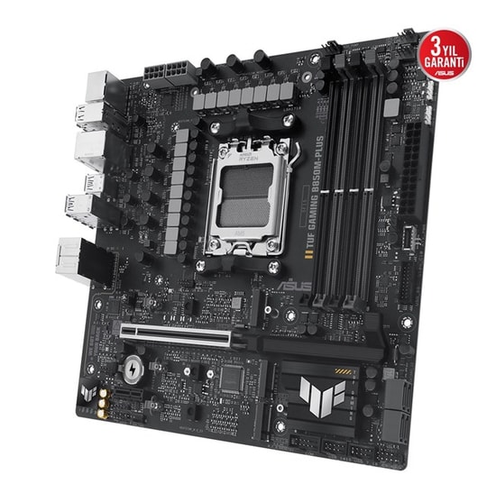 Asus Tuf Gaming B850M-PLUS: AMD AM5, DDR5 8000MHz (OC), 3xM.2, Wi-Fi 6E, 2.5G LAN, USB 3.2, AURA RGB, Micro ATX Anakart