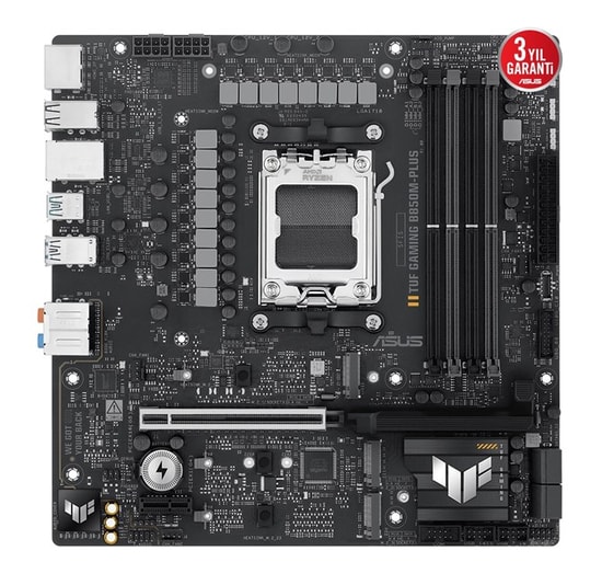 Asus Tuf Gaming B850M-PLUS: AMD AM5, DDR5 8000MHz (OC), 3xM.2, Wi-Fi 6E, 2.5G LAN, USB 3.2, AURA RGB, Micro ATX Anakart