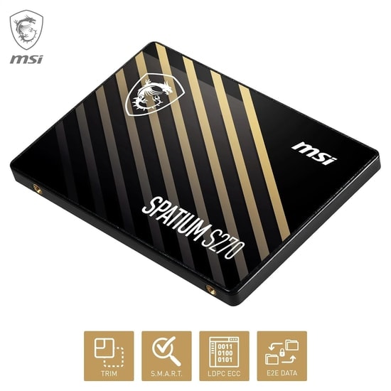 MSI Spatium S270 480GB SATA 2.5 SSD - 500MB/s Okuma, 450MB/s Yazma Hızı, 3D NAND Depolama Teknolojisi