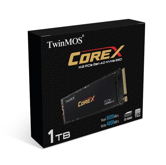TwinMOS CoreX 1TB NVMe M.2 2280 PCIe Gen4 SSD (NVCX1TBG42280) - 5000/4800 MB/s Okuma/Yazma, 3D TLC NAND, LDPC ECC Motoru
