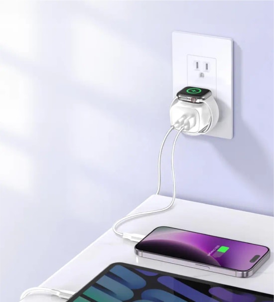 Linktech C320 Safe 22W Çift Portlu Hızlı Şarj Aleti LSC-C320 Akıllı Saat Şarj Desteği