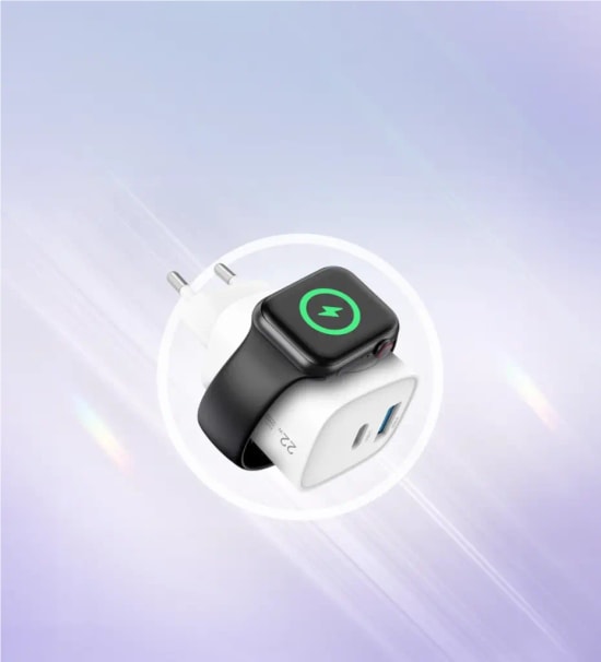 Linktech C320 Safe 22W Çift Portlu Hızlı Şarj Aleti LSC-C320 Akıllı Saat Şarj Desteği