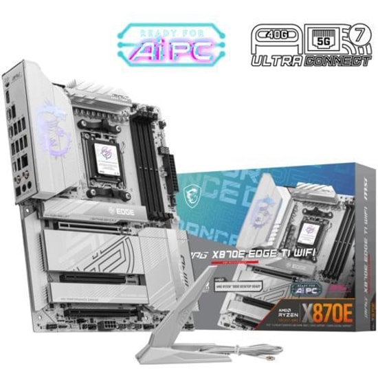 MSI MPG X870E Edge TI WiFi AM5 DDR5 8400MHz (OC) ATX Anakart - 4x M.2, USB4, Wi-Fi 7, 5G LAN, HDMI, RGB Aydınlatma