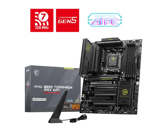 MSI Mag B850 Tomahawk Max WiFi Anakart: AMD AM5, DDR5 8400MHz, 4xM.2, Wi-Fi 7, 5G LAN, USB 3.2 Gen2, HDMI 2.1, ATX