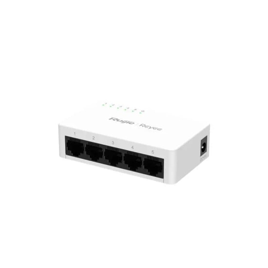 Ruijie Reyee RG-ES05F 5 Port 10/100 Mbps Switch - Tak Çalıştır, Plastik Kasa Tasarımı, Fansız, Masaüstü Kullanım