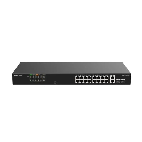 Ruijie Reyee RG-ES118FGS-LP 16 Port 10/100 PoE 120W Switch - 2x Gigabit RJ45/SFP Uplink Combo, Rackmount Tasarım