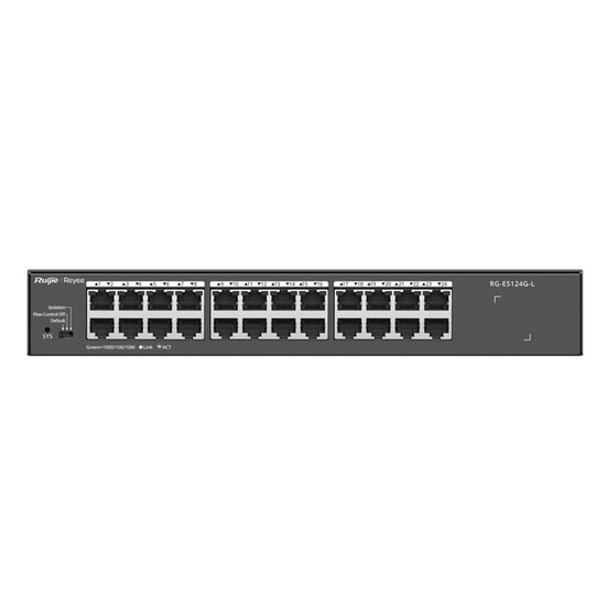 Ruijie Reyee RG-ES124G-L 24 Port Gigabit Switch - Metal Kasa, 10/100/1000 Mbps, Fansız, Tak Çalıştır, Rackmount Tasarım