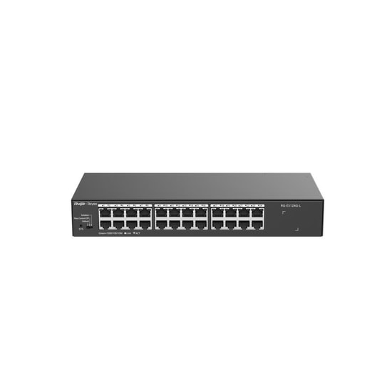 Ruijie Reyee RG-ES124G-L 24 Port Gigabit Switch - Metal Kasa, 10/100/1000 Mbps, Fansız, Tak Çalıştır, Rackmount Tasarım