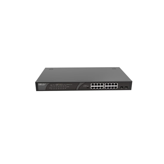 Ruijie Reyee RG-ES118GS-P-L 16 Port PoE Gigabit Switch - 2xSFP Uplink, 247W Güç, Rackmount Tasarım, Metal Kasa