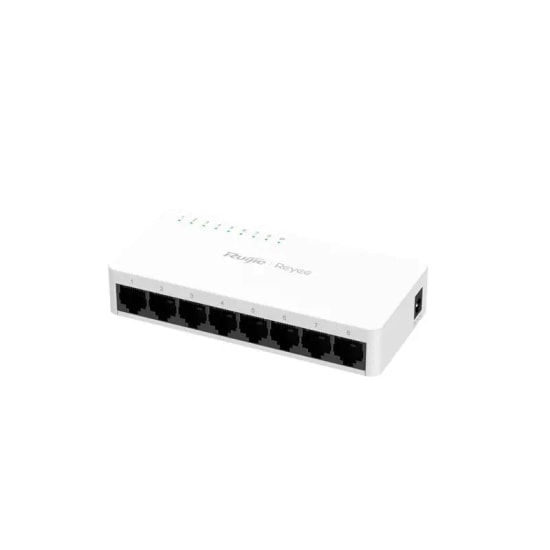Ruijie Reyee RG-ES08F 8 Port 10/100 Mbps Tak Çalıştır Plastik Kasa Switch - Fansız, Kompakt Tasarım, Masaüstü Kullanım