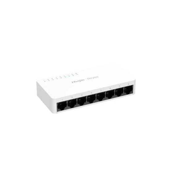 Ruijie Reyee RG-ES08F 8 Port 10/100 Mbps Tak Çalıştır Plastik Kasa Switch - Fansız, Kompakt Tasarım, Masaüstü Kullanım