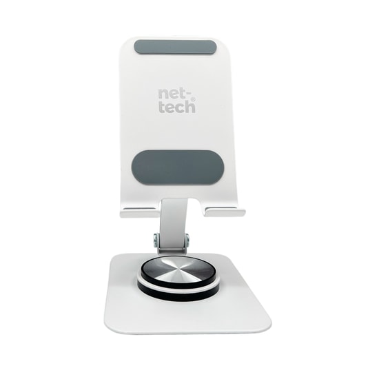 Nettech NT-010 Beyaz Metal Telefon Standı (NT-112096) - Alüminyum, Ergonomik Tasarım, Masa Üstü Telefon Tutucu