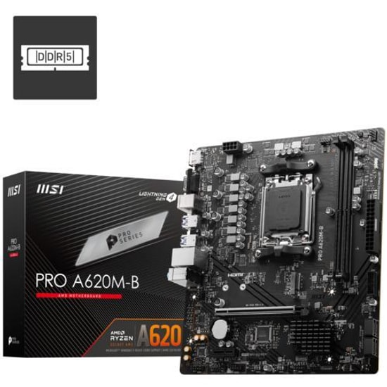 MSI PRO A620M-B Anakart: AMD AM5, DDR5 6800MHz (OC), VGA, HDMI, 2.5G LAN, JARGB_V2, mATX
