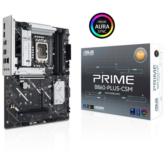 ASUS Prime B860-Plus CSM Anakart: LGA1851, DDR5 8200MHz, 3xM.2, HDMI, DP, Type-C, PCIe 5.0, 2.5G LAN, AURA RGB, ATX