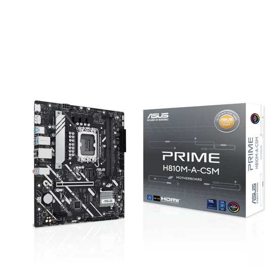 ASUS Prime H810M-A CSM Anakart: Intel LGA1851, DDR5 6400MHz, AURA RGB, HDMI, DP, USB 3.2, Çift M.2, Micro ATX
