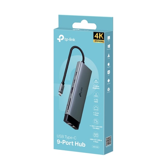 TP-Link UH9120C 9 Portlu Type-C Hub - 4K HDMI, 100W PD Şarj, Gigabit Ethernet, USB 3.0 ve SD/MicroSD Kart Okuyucu