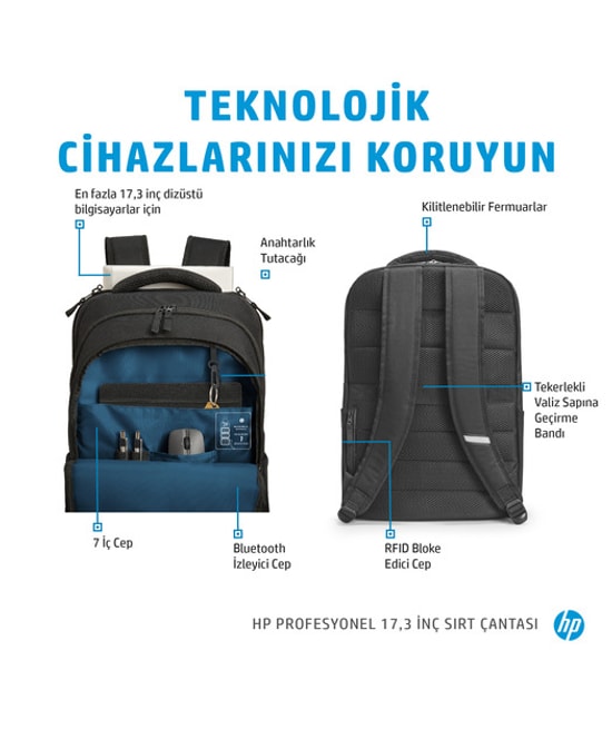 HP Profesyonel Serisi 17.3 inç Bilgisayar Sırt Çantası (500S6AA)