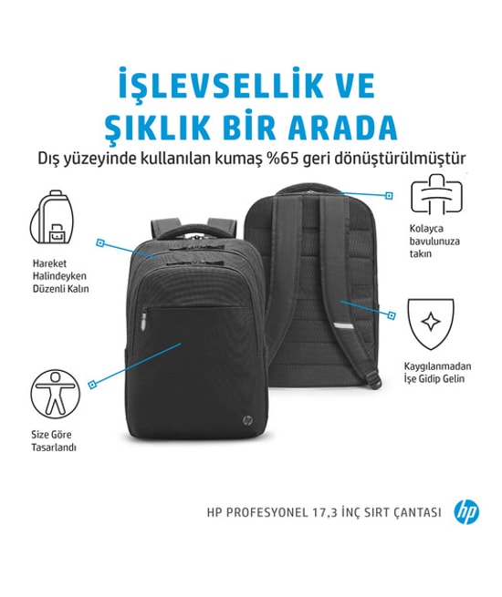 HP Profesyonel Serisi 17.3 inç Bilgisayar Sırt Çantası (500S6AA)