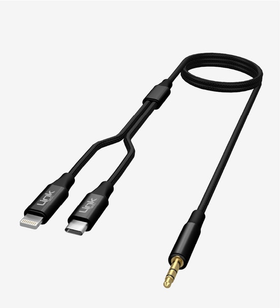 Linktech A204 2si 1 Arada Ses Kablosu Type-C ve Lightning Giriş 3.5mm Aux Çıkış Dönüştürücü