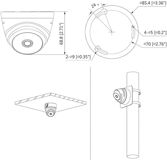 Dahua HAC-T1A21-0280B 2MP Dome Kamera - 2.8mm Lens, 20m IR, Analog, 4in1 HDCVI/TVI/AHD/CVBS, CMOS Sensör, Plastik Kasa