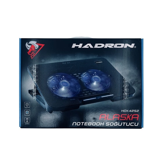 Hadron HDX4252 17" Uyumlu Notebook Soğutucu - 2 Fanlı, LED Aydınlatmalı, USB 2.0 Bağlantılı, Yükseklik Ayarlı Siyah