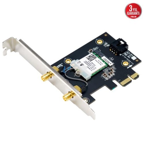 ASUS PCE-BE6500 WiFi 7 Bluetooth 5.4 Tri-Band PCIe Kablosuz Ağ Adaptörü - 6 GHz, 2.8Gbps Hız, WPA3 Güvenlik