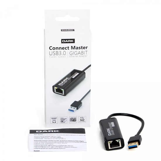 Dark DK-NT-U3GLAN USB 3.0 Gigabit Ethernet Adaptörü - 10/100/1000 Mbps Hızlı, Stabil Kablolu Bağlantı, Tak Çalıştır